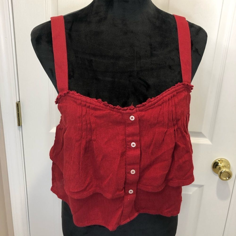 Abercrombie & Fitch red two tier crop top